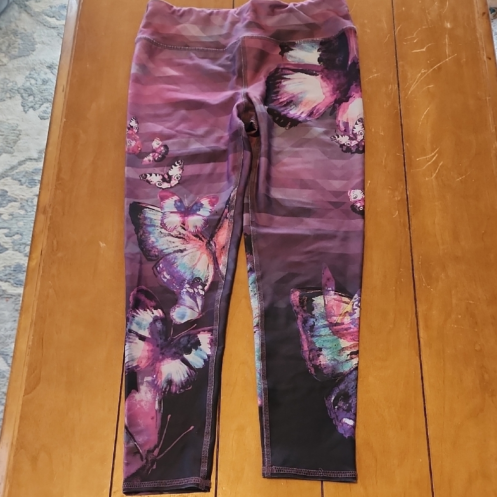 Evolution and Creation Purple Butterfly Print Active Leggings